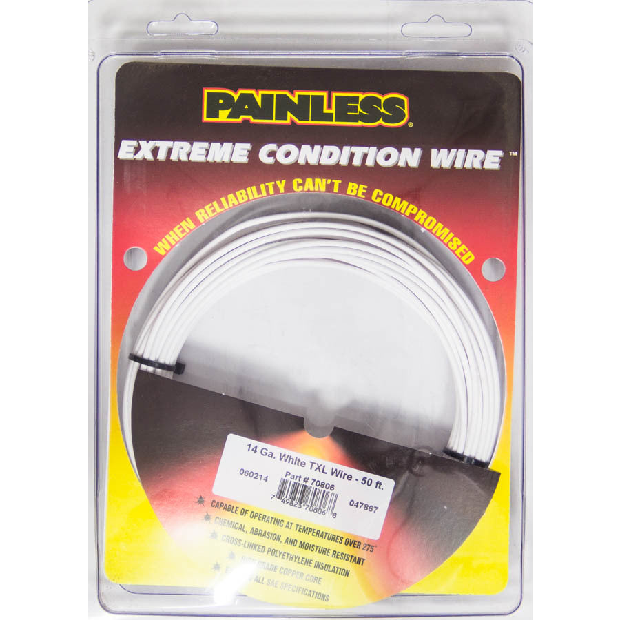 Painless Performance 14 Gauge White TXL Wire - 50 Ft.