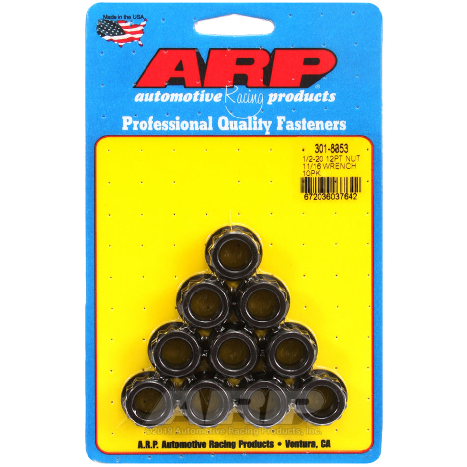 ARP 1/2-20" Thread Nut 11/16" 12 Point Head Chromoly Black Oxide - Universal