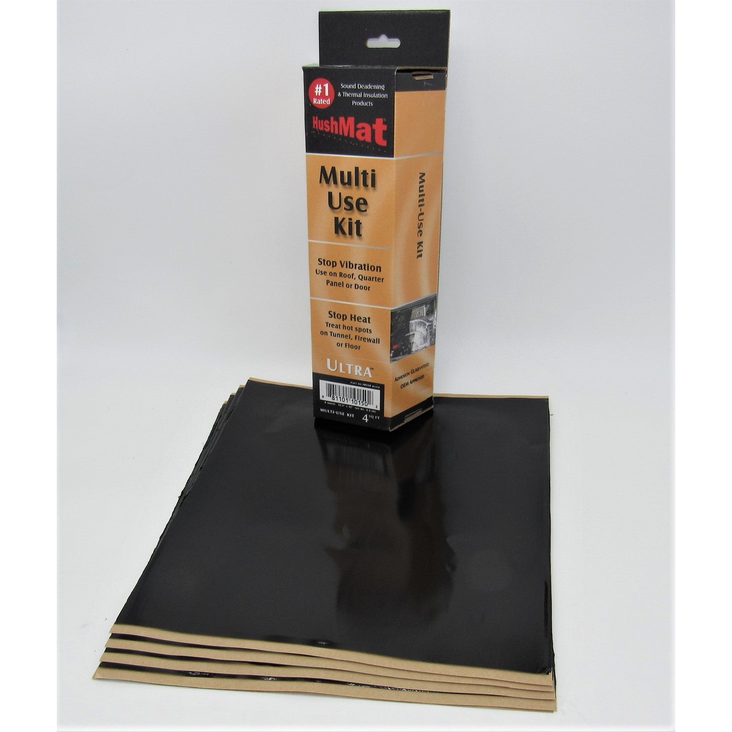 Hushmat Ultra Starter Kit Heat and Sound Barrier 12 x 12" Sheet 1/8" Thick Rubber - Black