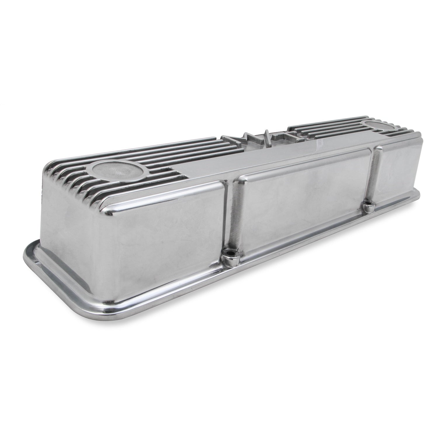 Holley M/T Tall Valve Cover - M/T Logo - Polished Aluminum - Small Block Chevy - Pair