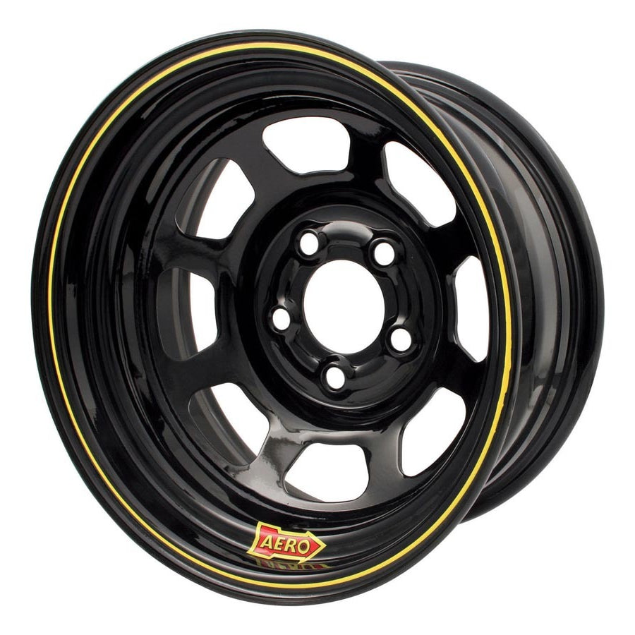 Aero 50 Series Rolled Wheel - Black - 15" x 10" - 5 x 4.5" Bolt Circle - 3" Back Spacing - 25 lbs.