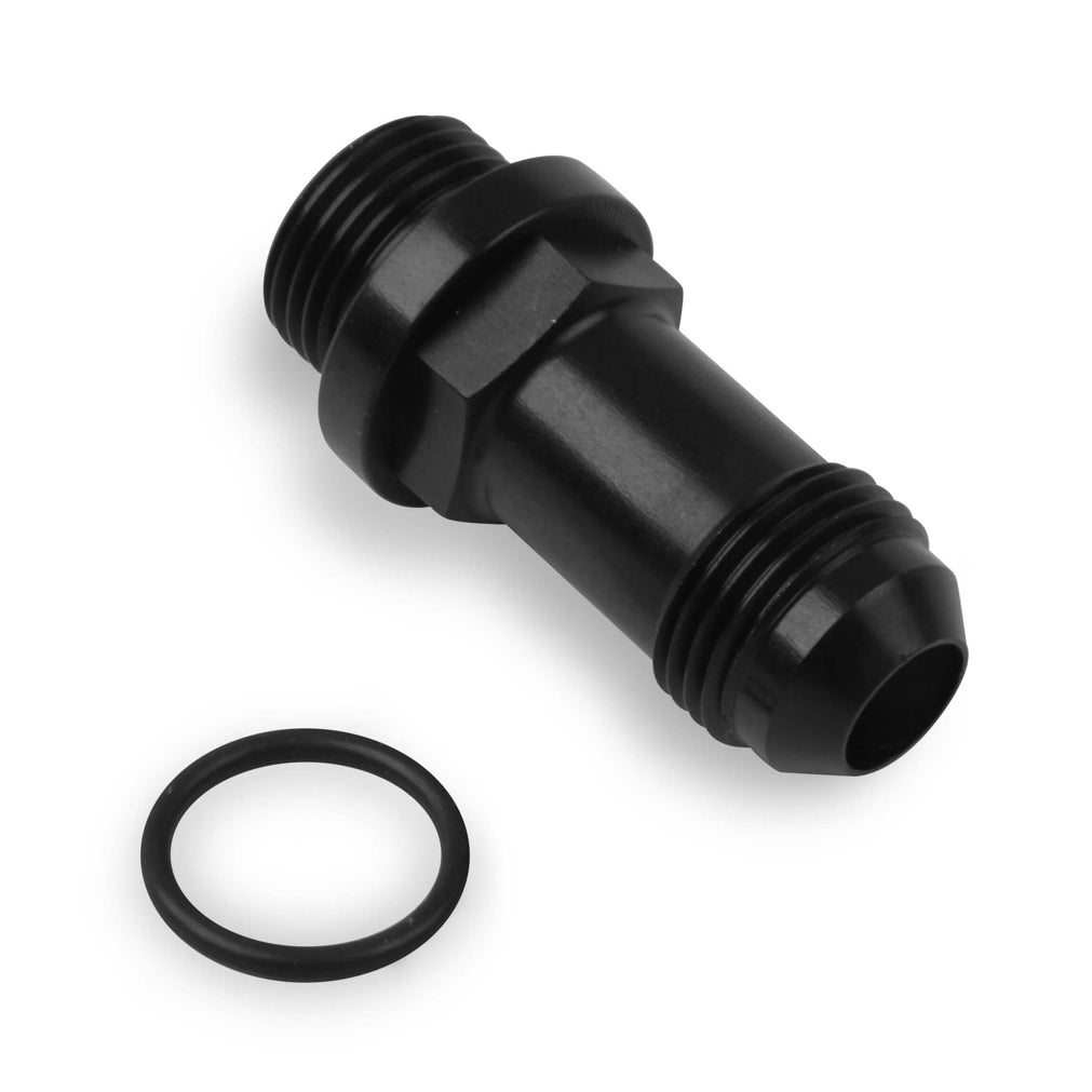 Holley Adapter Fitting - Straight - 8 AN Male to 8 AN Male O-Ring - Aluminum - Black