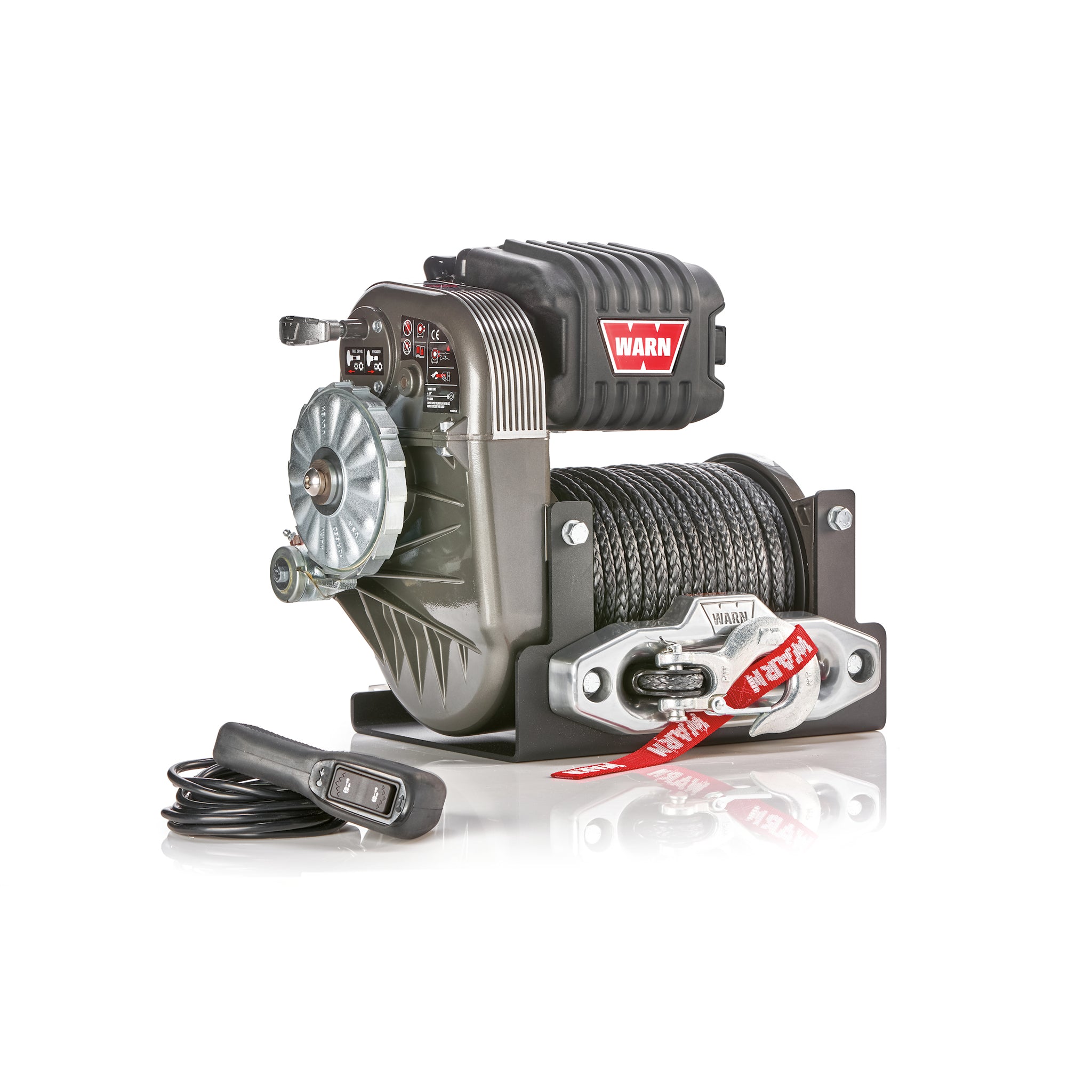Warn Winch - Roller Fairlead - 12 Ft. . Remote - 3/8" x 125 Ft. . Synthetic Rope - 12V