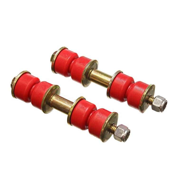 Energy Suspension Hyper-Flex End Link - 1 in Long Sleeve - 3/8 in Bolts/Nuts/Washers - Red/Cadmium (Pair)