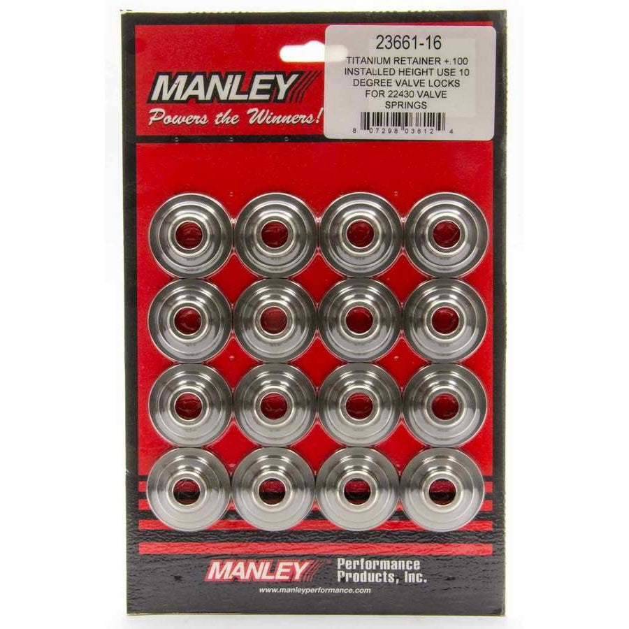Manley 10 Degree Valve Spring Retainer - 1.175 in / 0.850 in OD Steps - 1.625 in Dual Spring - Titanium - Set of 16