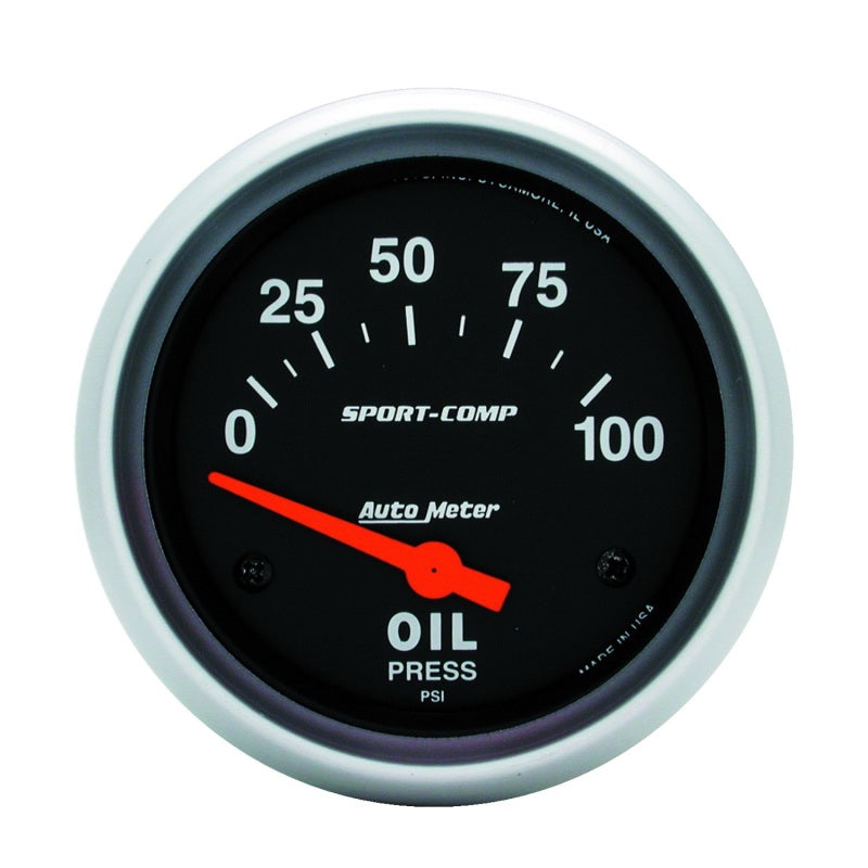 Auto Meter Sport-Comp Electric Oil Pressure Gauge - 2-5/8" - 0-100 PSI