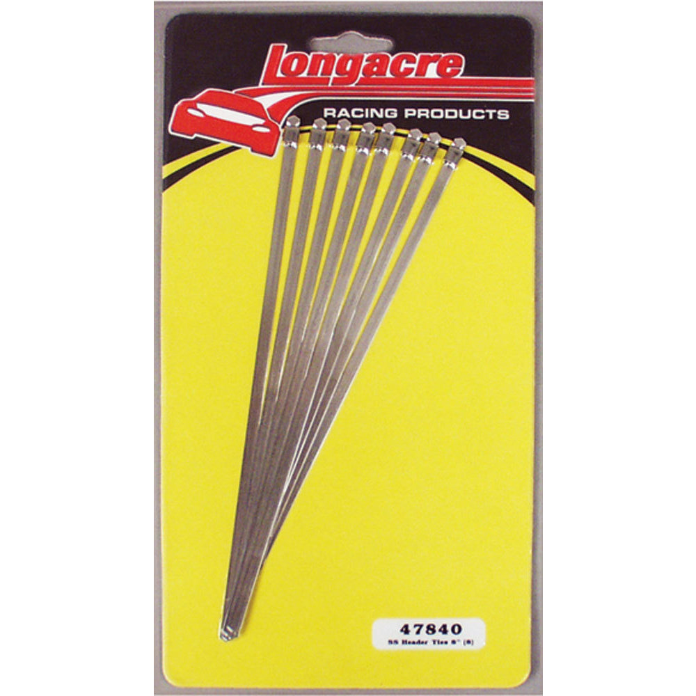Longacre 8" Stainless Header Wrap Ties - (8 Pack)