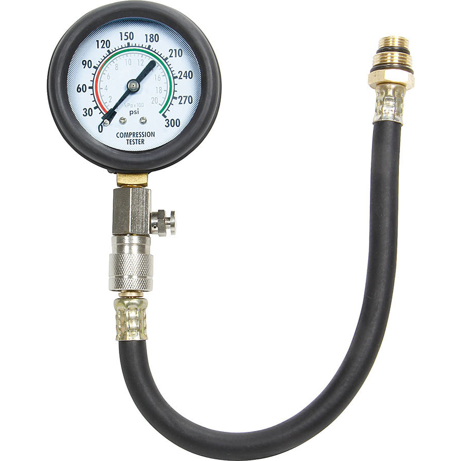 Allstar Performance Compression Tester - 0 to 300 PSI - 2-1/2" Dial - 12" Flexible Hose