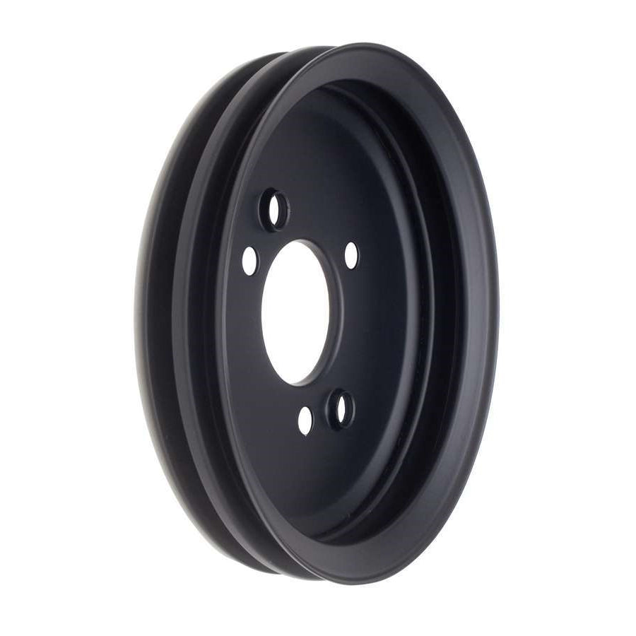 Trans-Dapt V-Belt 2 Groove Crankshaft Pulley - 7.6 in Diameter - Black Powder Coat - Short Water Pump - Big Block Chevy