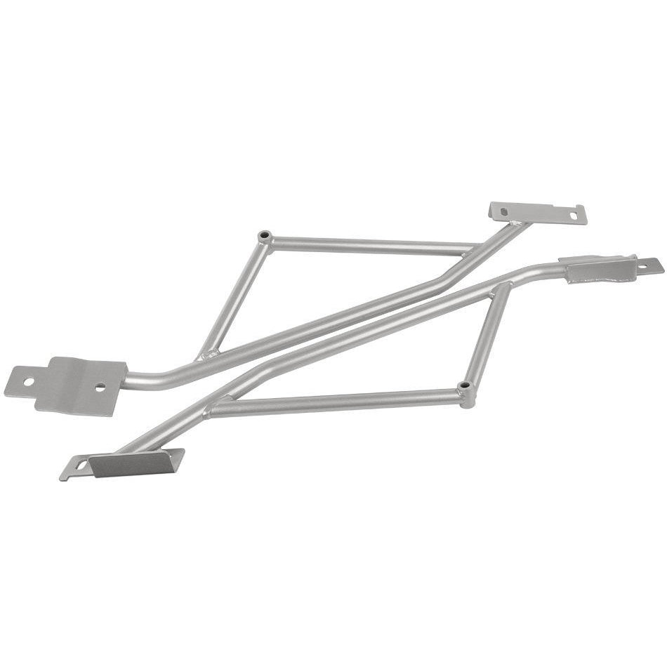 Steeda Rear Subframe Chassis Brace Tubular Bolt-On Steel - Silver Powder Coat