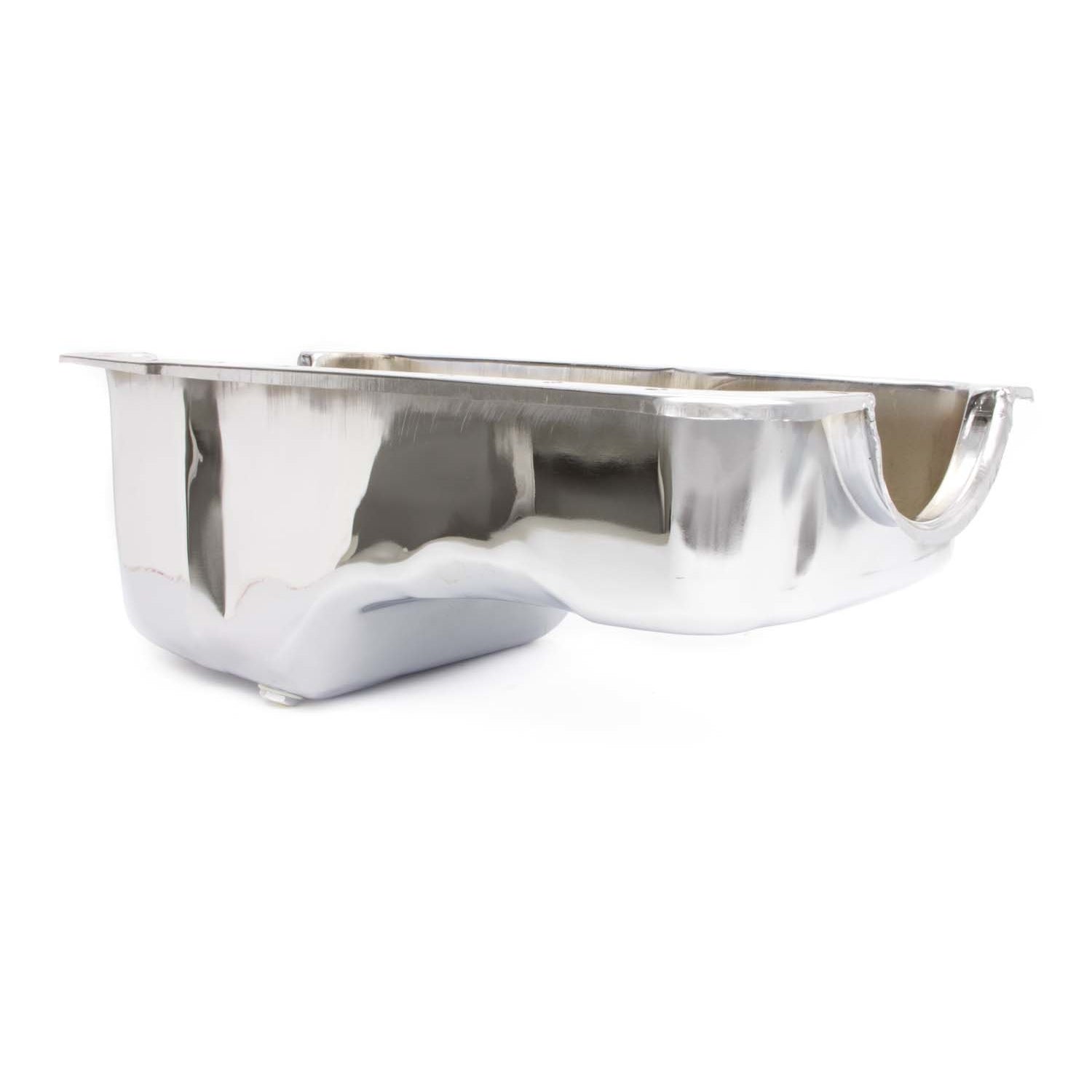 Racing Power Front Sump Engine Oil Pan Stock Depth Steel Chrome - Small Block Ford