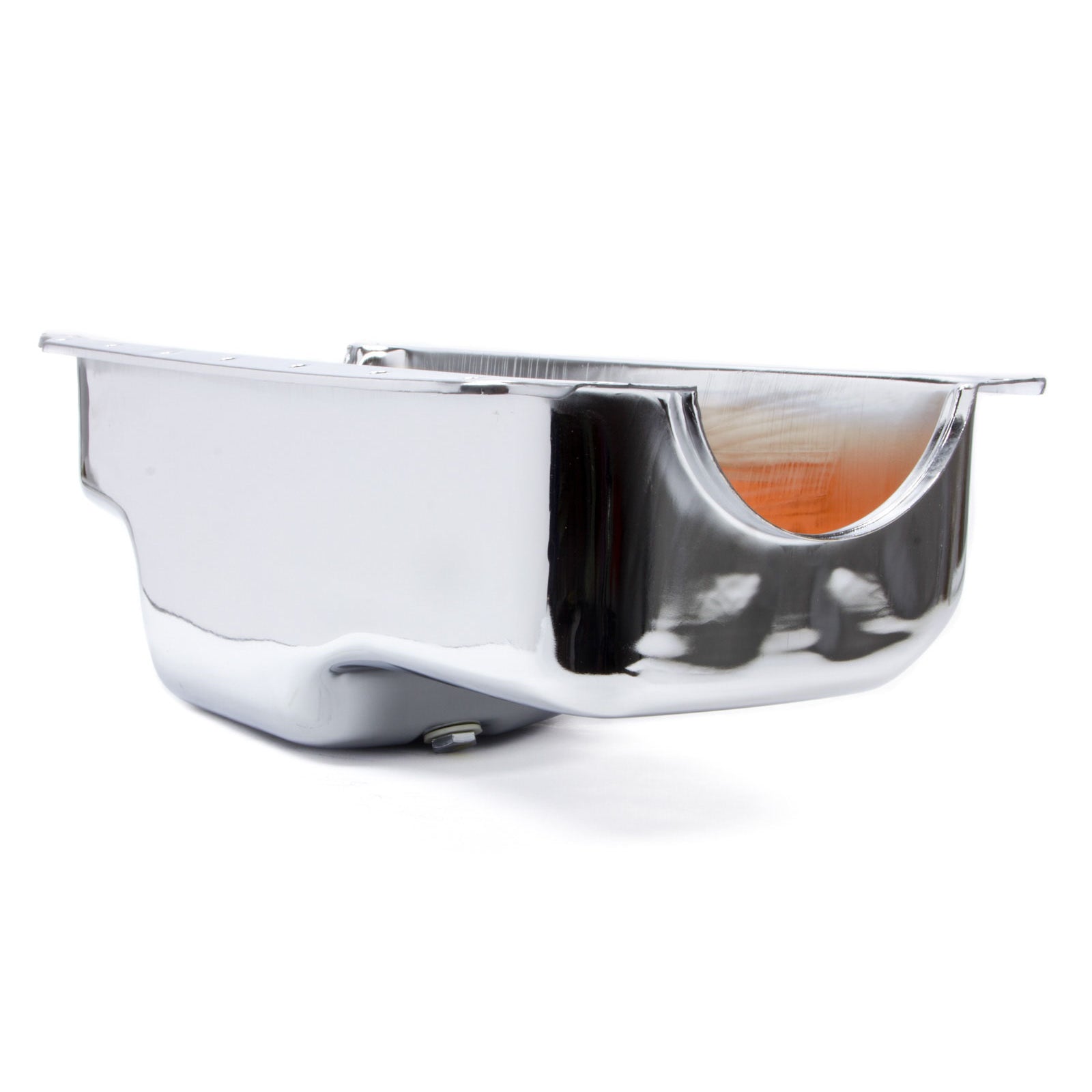 Racing Power Center Sump Engine Oil Pan Stock Depth Steel Chrome - Small Block Mopar