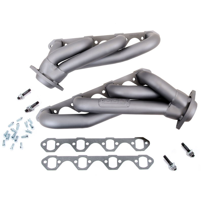 BBK Performance Tuned Length Shorty Headers - 1.625 in Primary - Stock Collector Flange - Titanium Ceramic - Small Block Ford - Ford Mustang 1986-93 - Pair