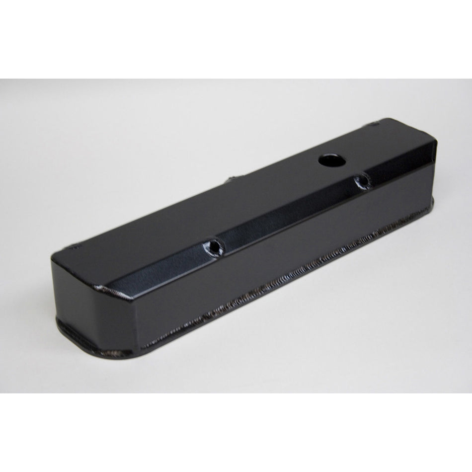 PRW INDUSTRIES Stock Height Valve Covers Breather Hole Hardware Aluminum - Black Anodize