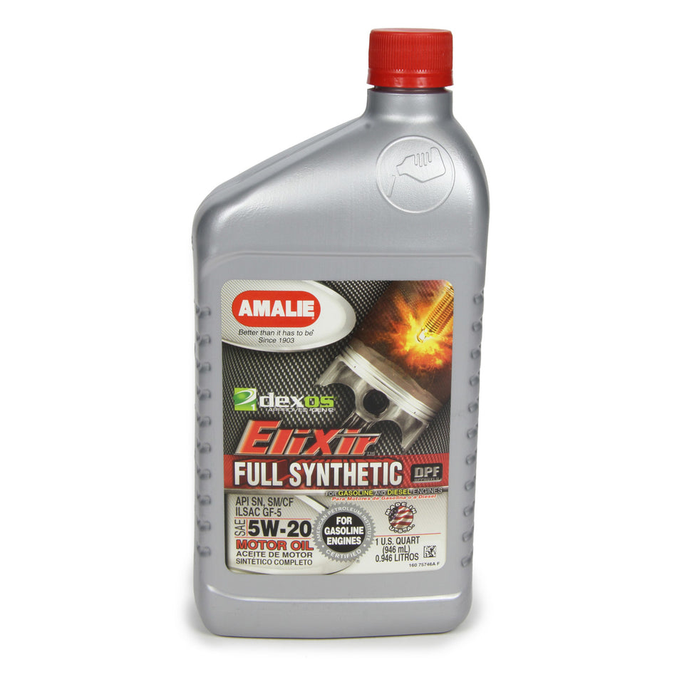 Amalie Elixir Motor Oil - 5W20 - Dexos1 - Synthetic - 1 Qt.