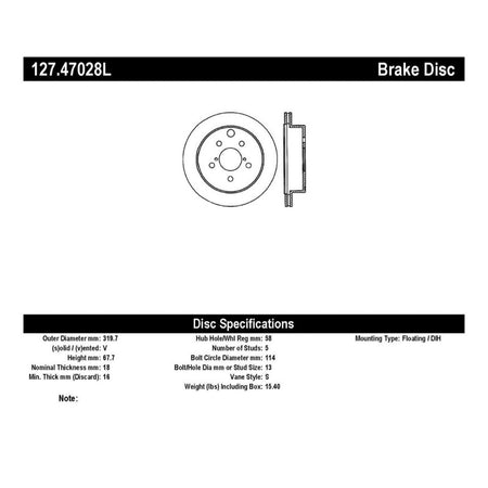 StopTech Sport Brake Rotor - Rear