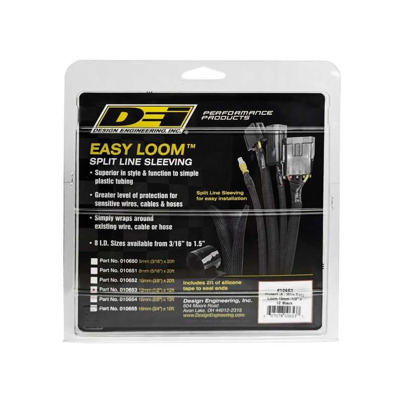 DEI Hose and Wire Sleeve - 1/2" Diameter - 12 ft - Split - Black