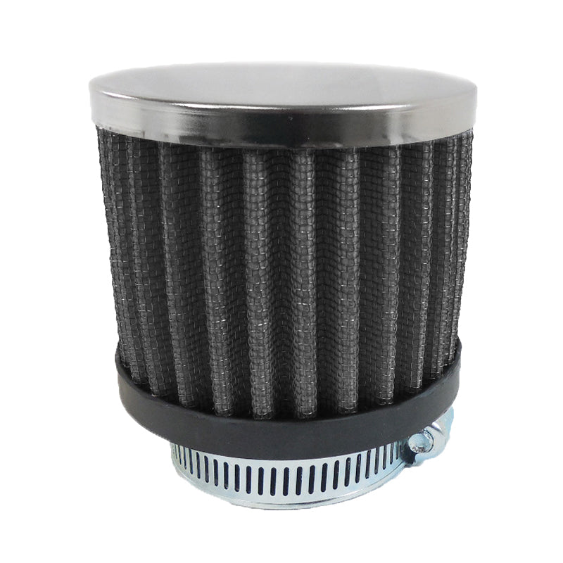Racing Power Clamp-On Round Breather - 1-1/2 in OD Tube - Black Element - Black/Chrome