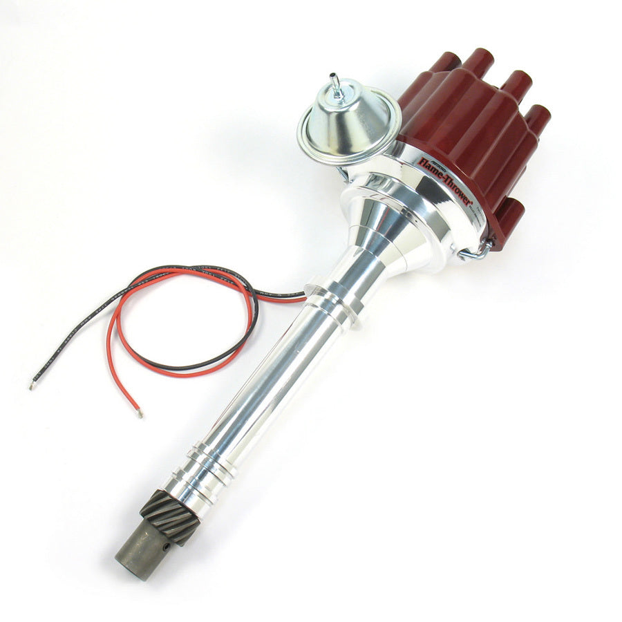 PerTronix Flame-Thrower Plug N Play Billet Distributor - Magnetic Pickup - Vacuum Advance - Socket Style - Red - Chevy V8