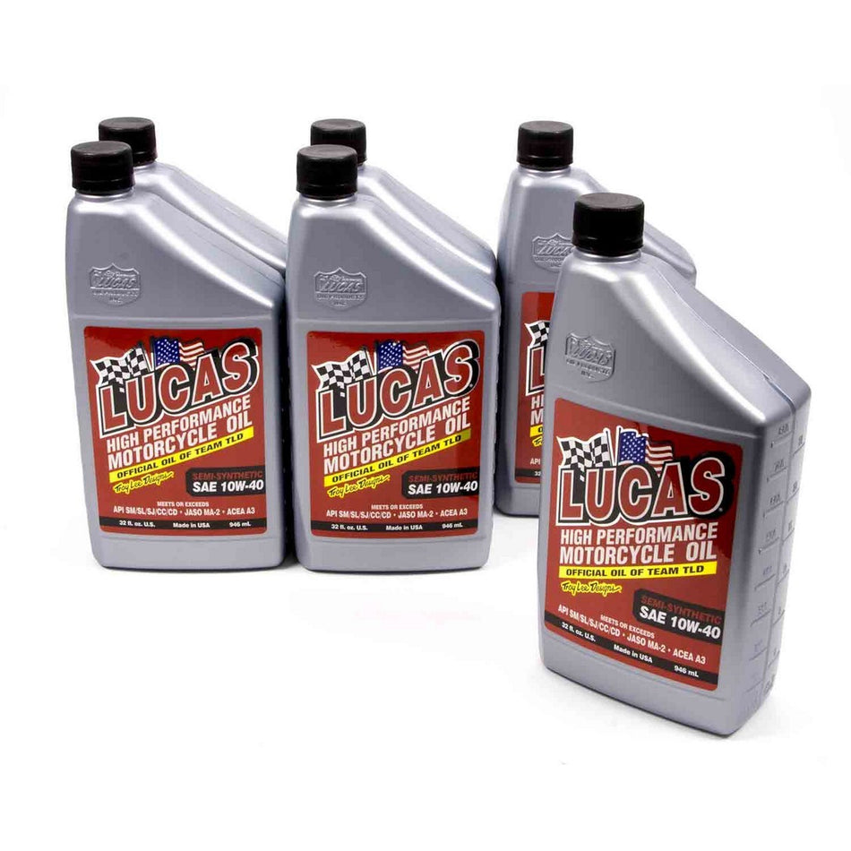 Lucas Oil Products High Performance Motor Oil 10W40 Semi-Synthetic 1 qt - Motorcycle