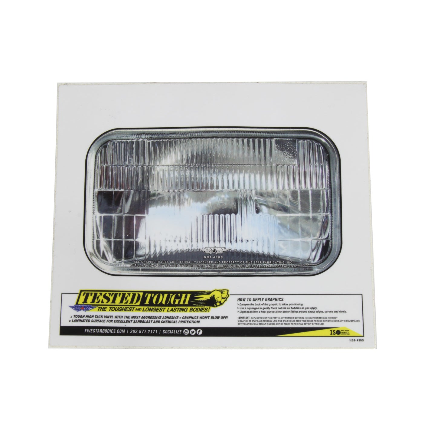 Five Star Headlight Decal - Small Rectangle: 5.62" x 3.25"