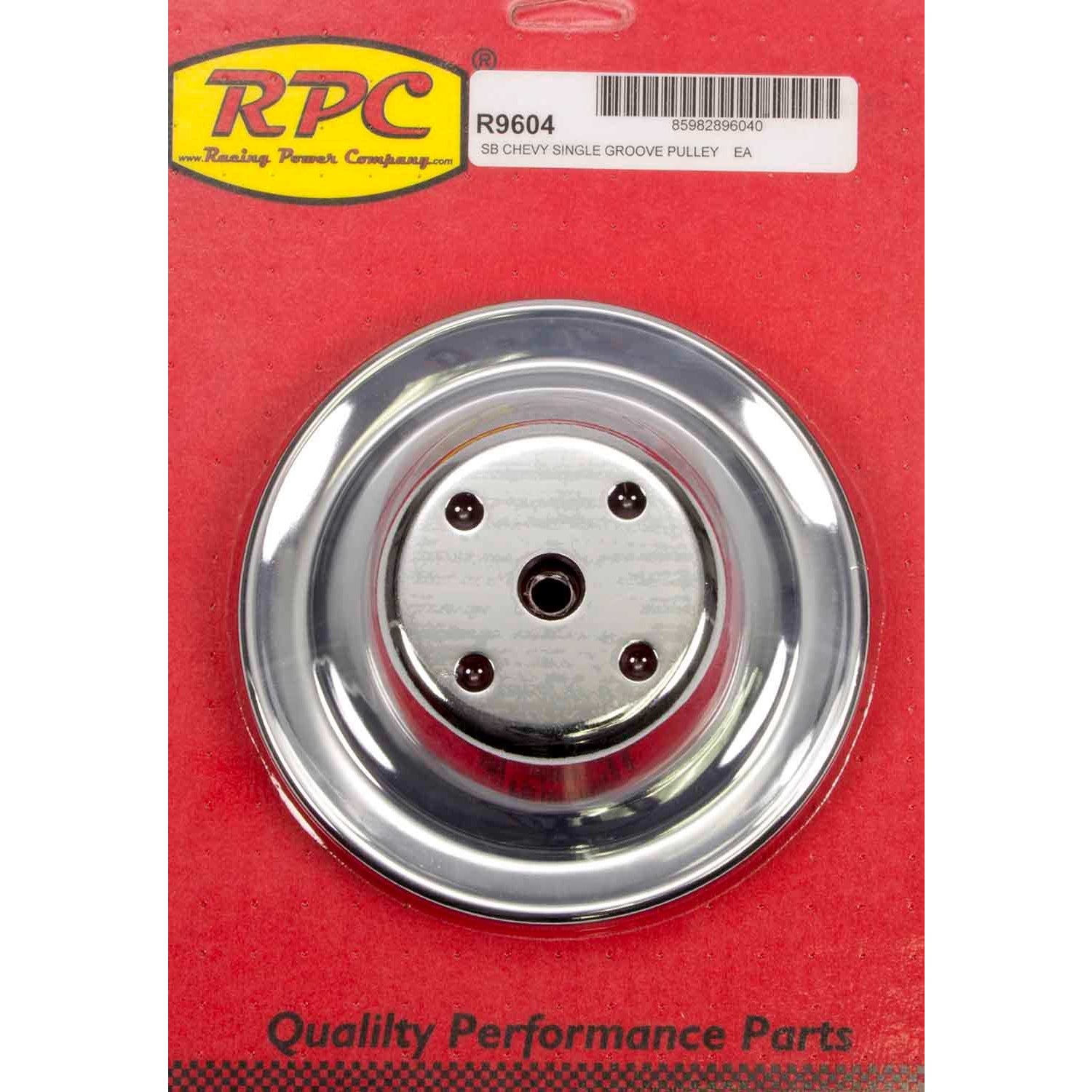 Racing Power V-Belt Water Pump Pulley 1 Groove 6.600" Diameter Steel - Chrome