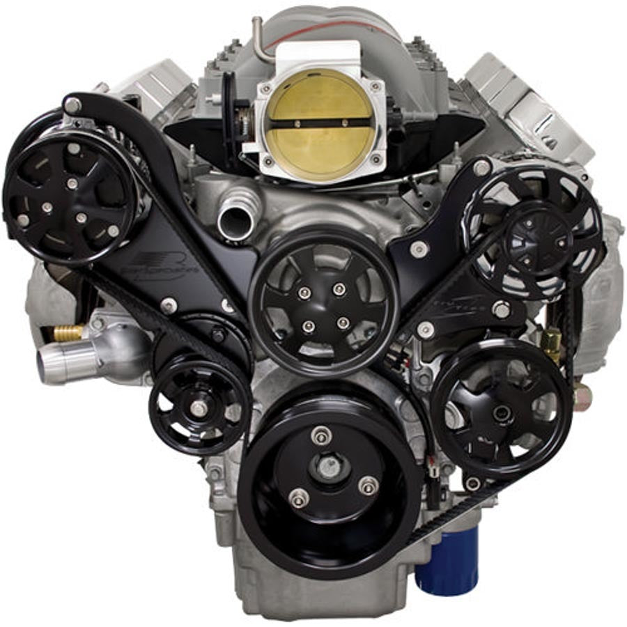Billet Specialties Tru Trac Pulley Kit 6 Rib Serpentine Billet Aluminum Black Anodize - GM LS-Series