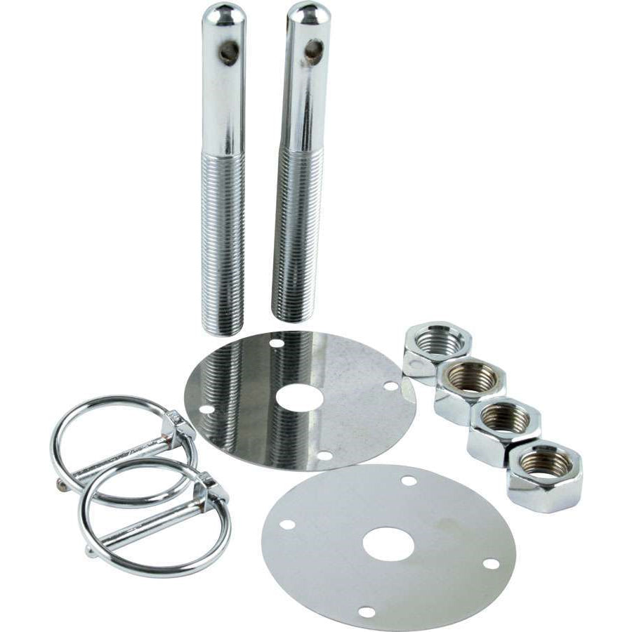 Allstar Performance Hood Pin - 0.5 in OD x 4 in Long - 2.5 in OD Scuff Plates - Torsion Clips - Chrome ALL18512