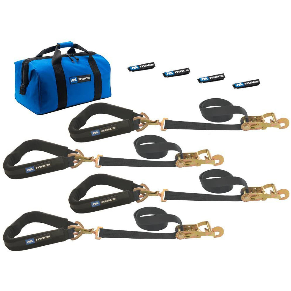 Mac's Pro Pack with 40" Through-the-Wheel Straps (8 Foot) and Direct Hook Ratchets