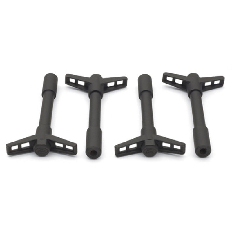 Ford Racing Valve Cover Wing Nut - 1/4-20 in Thread - 5 in Long - Ford Logo - Black Crinkle (Set of 4)