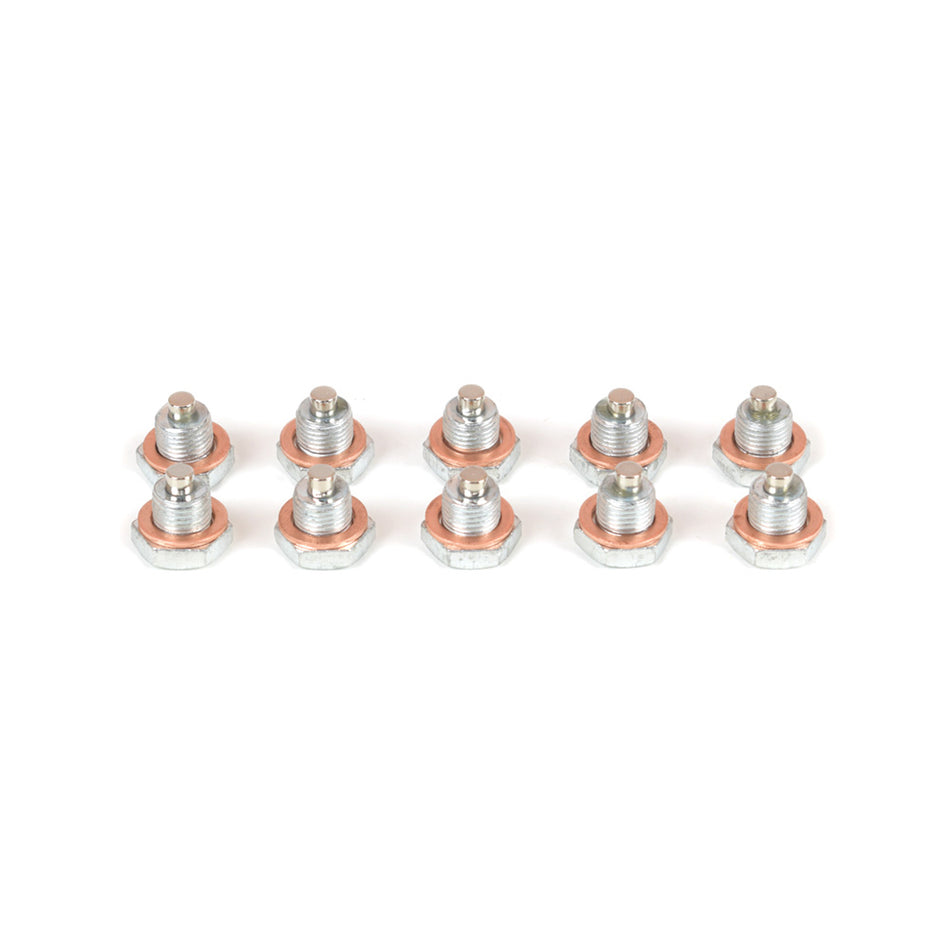 Canton Drain Plug - 1/2-20" Thread - Hex Head - Copper Washer - Magnetic - Steel (Set of 10)