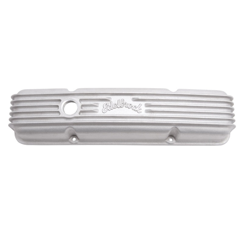 Edelbrock Classic Valve Covers Short Breather Hole Edelbrock Logo - Aluminum