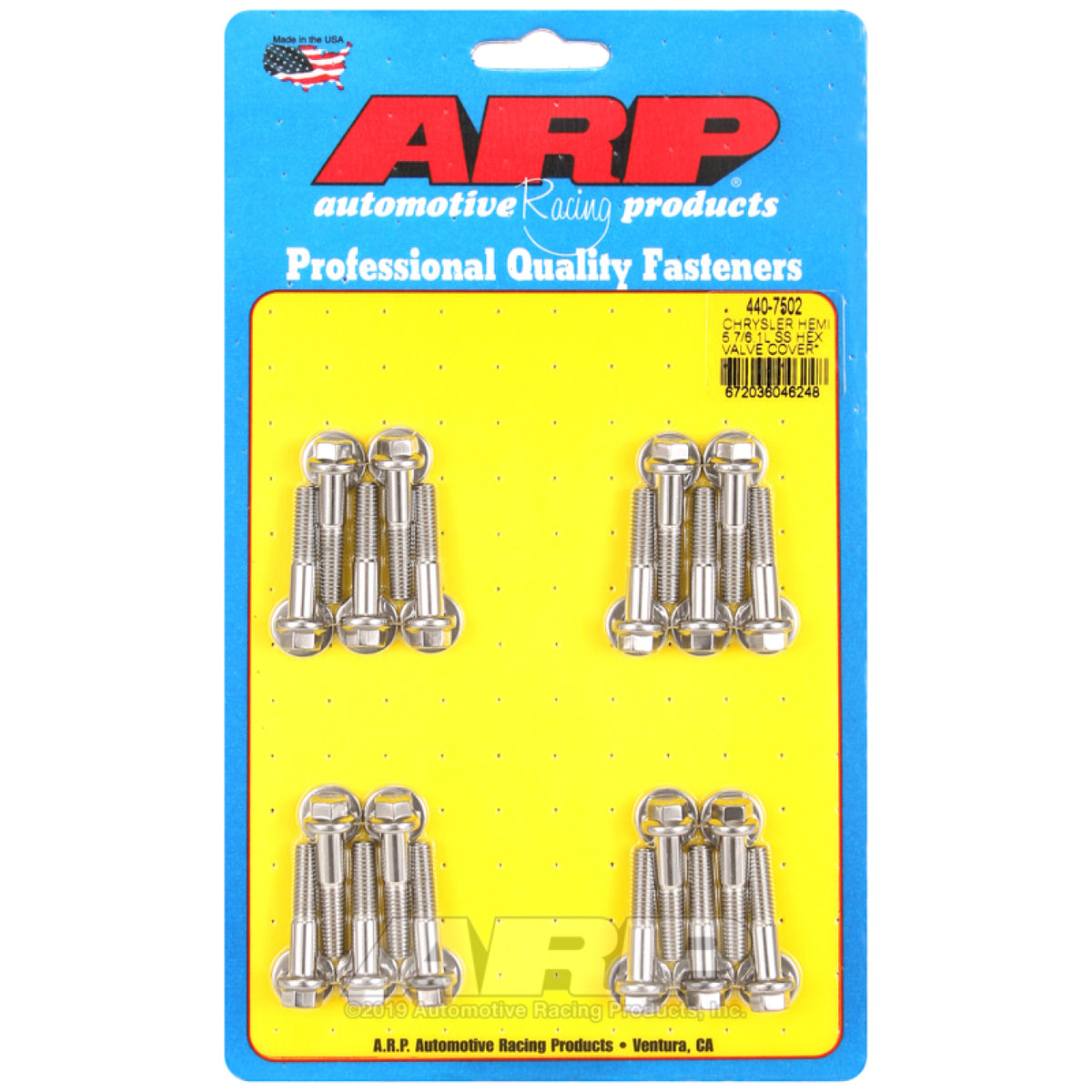 ARP Bolt Valve Cover Fastener 8 mm x 1.00 Thread 30 mm Long Hex Head - Stainless