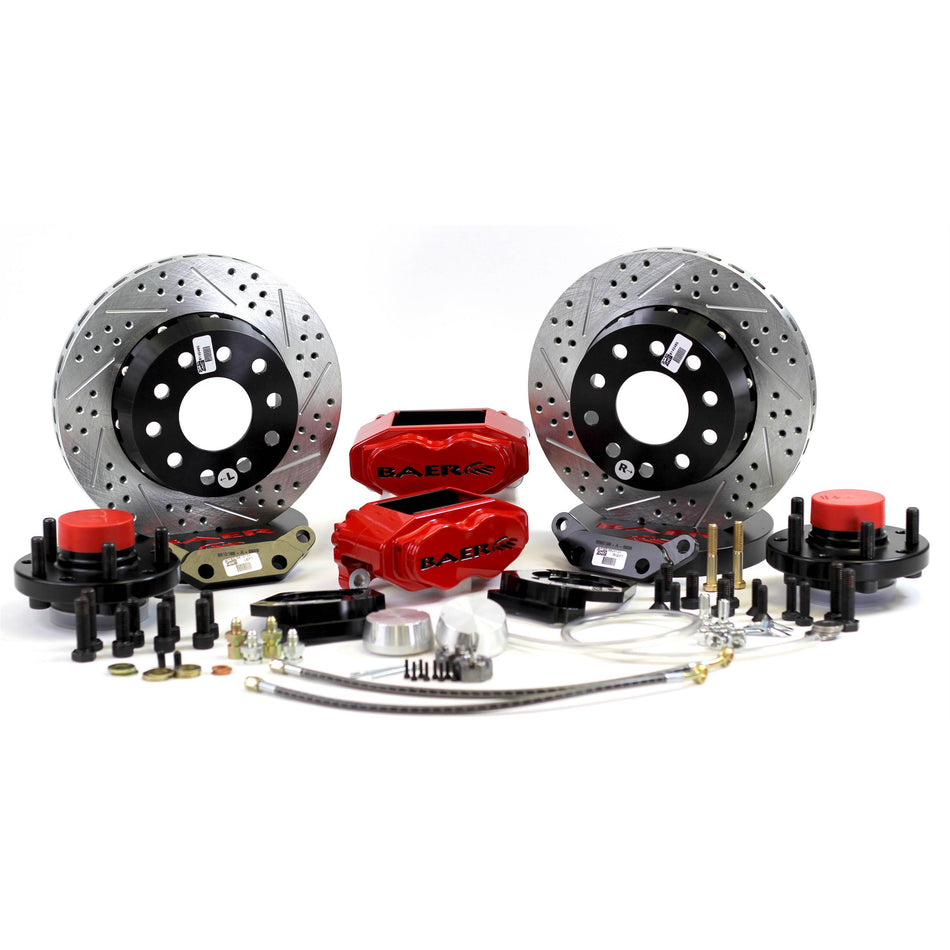 Baer SS4 Plus Brake System - Front - 4 Piston Caliper - 11.000" Drilled/Slotted - 2 Piece Rotor - Aluminum - Red