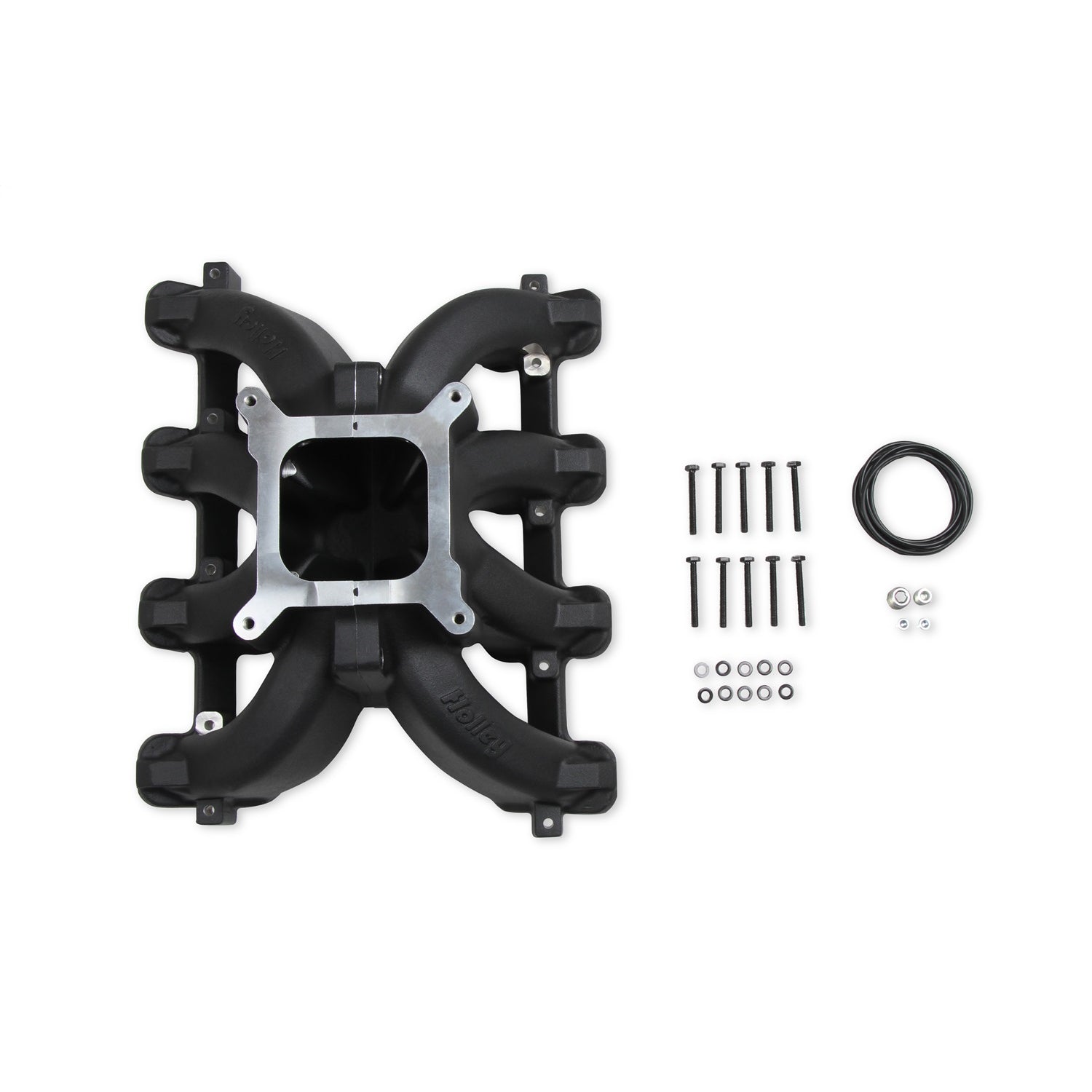 Holley EFI LS Split Intake Manifold - Square Bore - Single Plane - Black Ceramic - LS1/LS2/LS6 - GM LS-Series