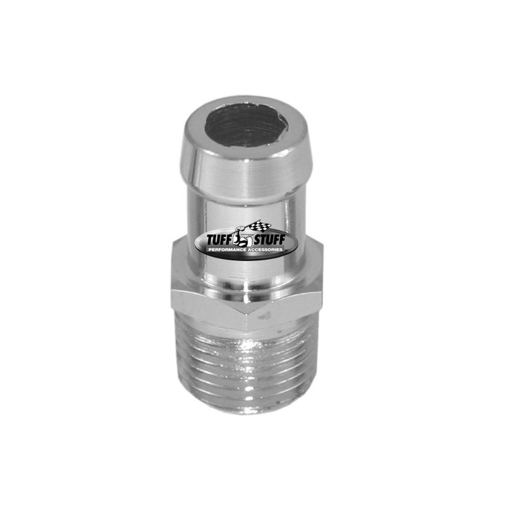 Tuff Stuff Performance Adapter Fitting Straight 1/2" NPT Male to 5/8" Hose Barb Steel - Chrome