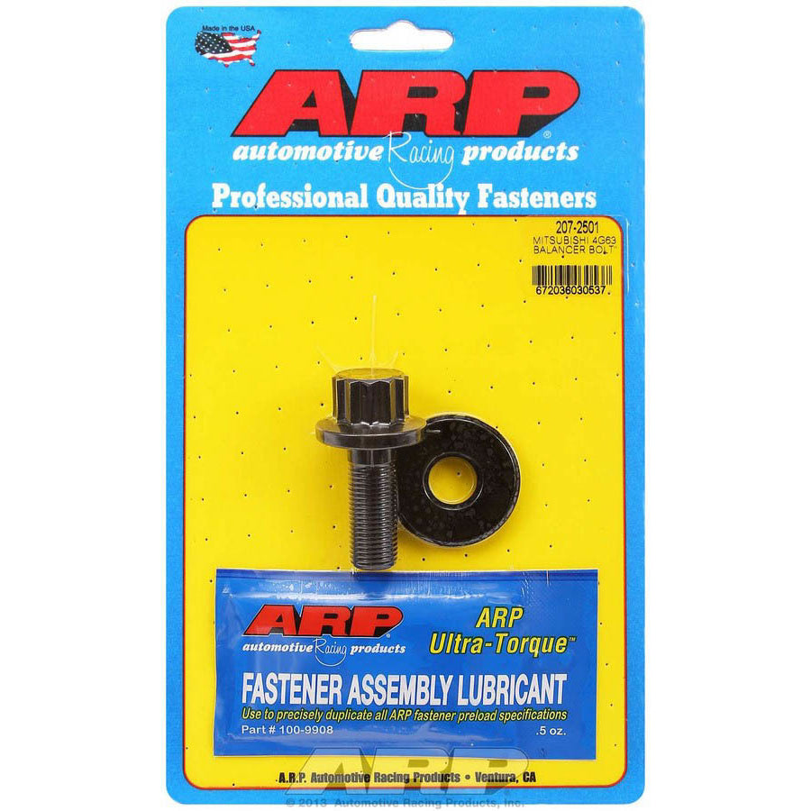 ARP 14 mm x 1.50 Thread 1.525" Long Harmonic Balancer Bolt 19 mm 12 Point Head Washer Included Chromoly - Black Oxide