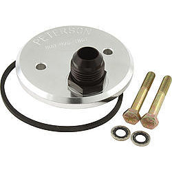 Peterson Oil Filter Block Off Plate - Chevy Bow Tie Block -12 AN Fitting w/ (2) 5/16"-18 Bolt Mount