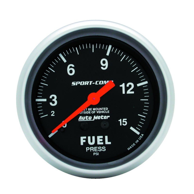 Auto Meter 1-15 PSI Sport-Comp Fuel Pressure Gauge - 2-5/8"