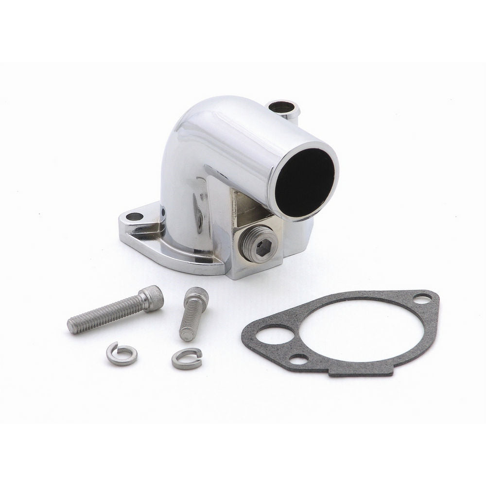 Mr. Gasket 90 Degree Water Neck - 1-1/2 in ID Hose - Gasket - Chrome - Small Block Ford