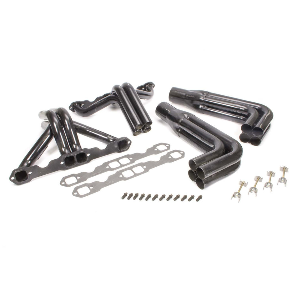Schoenfeld Adjustable Collector IMCA Headers - 1-3/4" to 1-7/8" Diameter - Style 9 Left Collector, Style 8 Right Collector - Standard SB Chevy