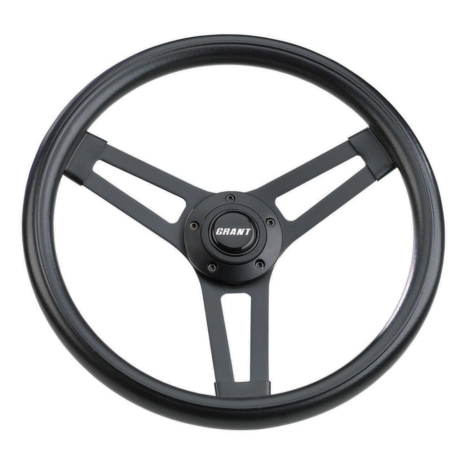 Grant Classic Steering Wheel - 14.5 in Diameter - 2.75 in Dish - 3-Spoke - Black Vinyl Grip - Black Paint
