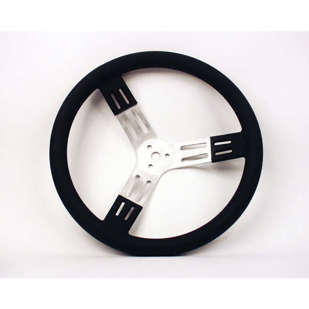 Longacre 15" Aluminum Steering Wheel - Black w/ Natural Spokes and Smooth Grip