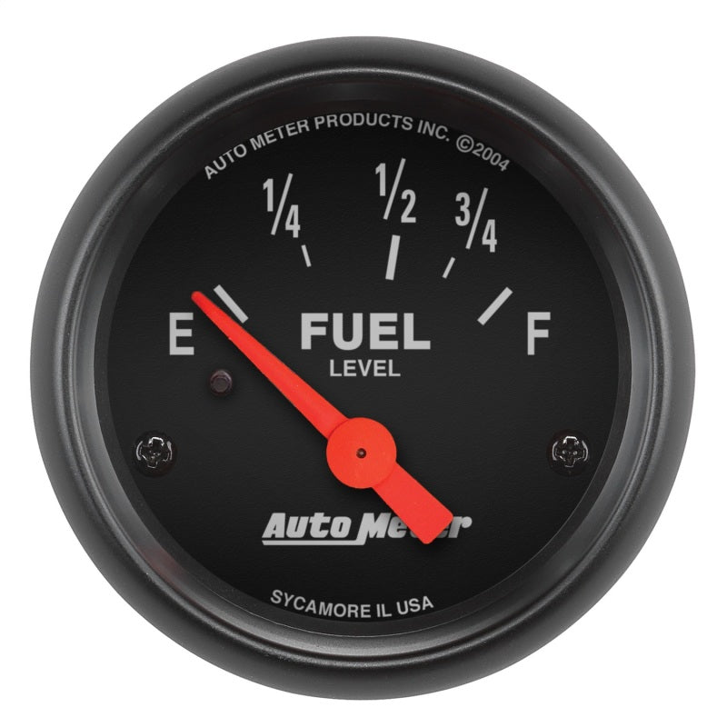 Auto Meter Z-Series 73-10 ohm Fuel Level Gauge - Electric - Analog - Short Sweep - 2-1/16 in Diameter - Black Face