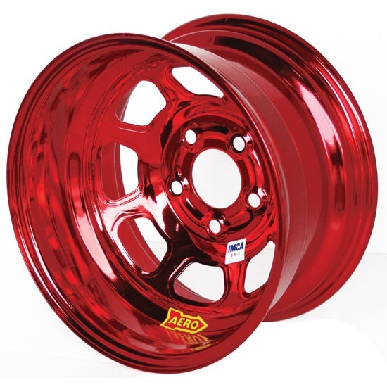 Aero 52 Series IMCA Rolled Wheel - Red Chrome - 15" x 8" - 5 x 5" - 3" BS - 19 lbs.