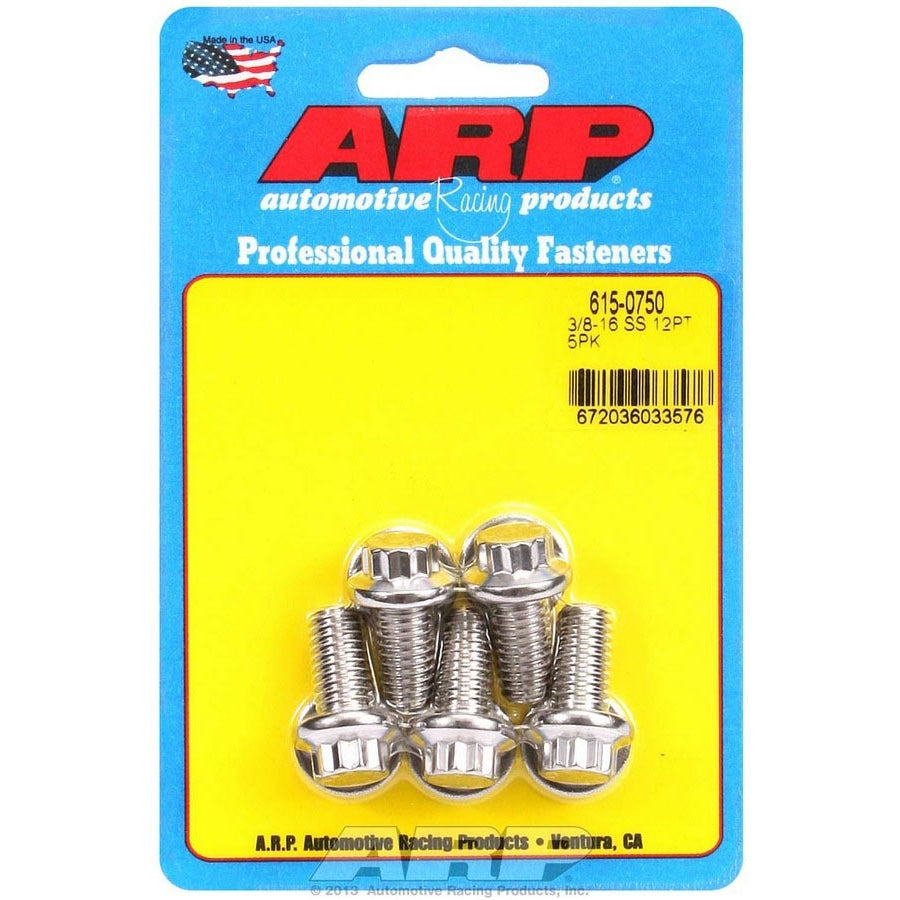 ARP 3/8-16" Thread Bolt 3/4" Long 7/16" 12 Point Head Stainless - Natural