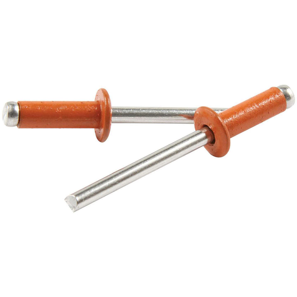 Allstar Performance 3/16" Small Head Aluminum Rivets - Orange - 1/4" to 3/8" Grip Range - (250 Pack)