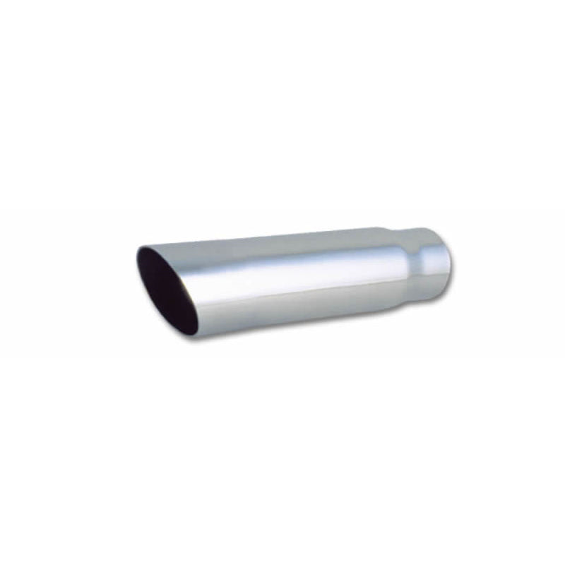 Vibrant Performance Weld-On Exhaust Tip - 2-1/4 in Inlet - 3 in Round Outlet - 11 in Long - Single Wall - Cut Edge - Angled Cut