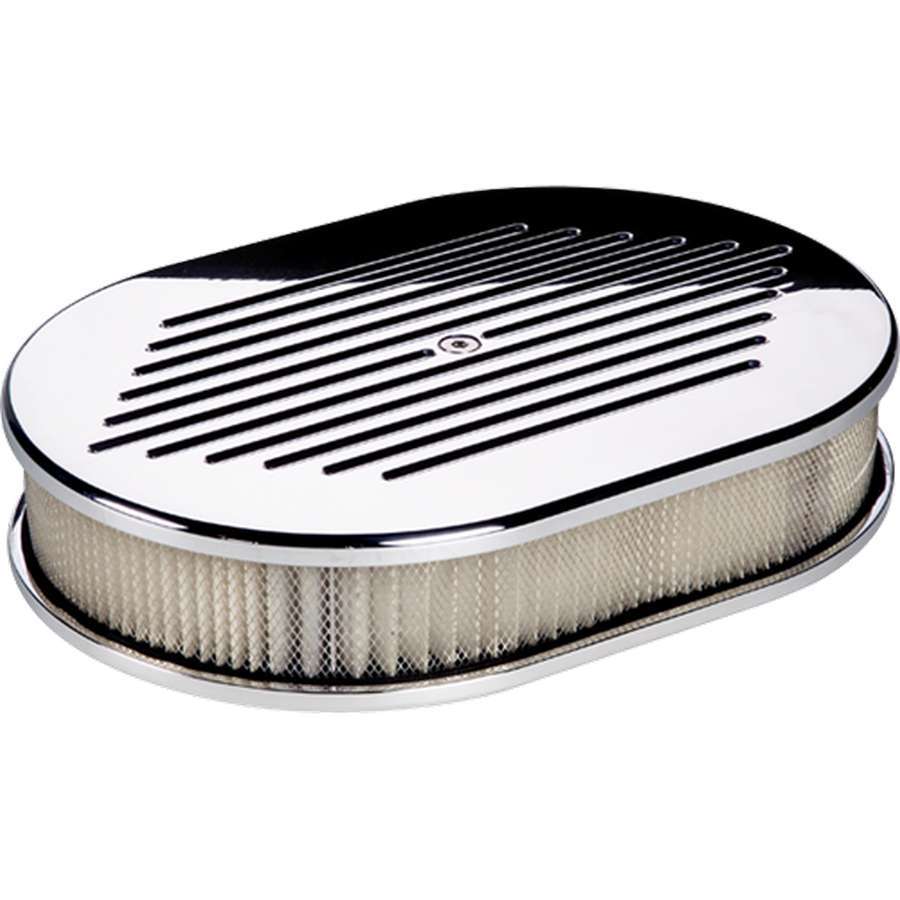 Billet Specialties Polished Small Oval Air Cleaner Assembly - Ball-Milled Design - 2 in. Filter