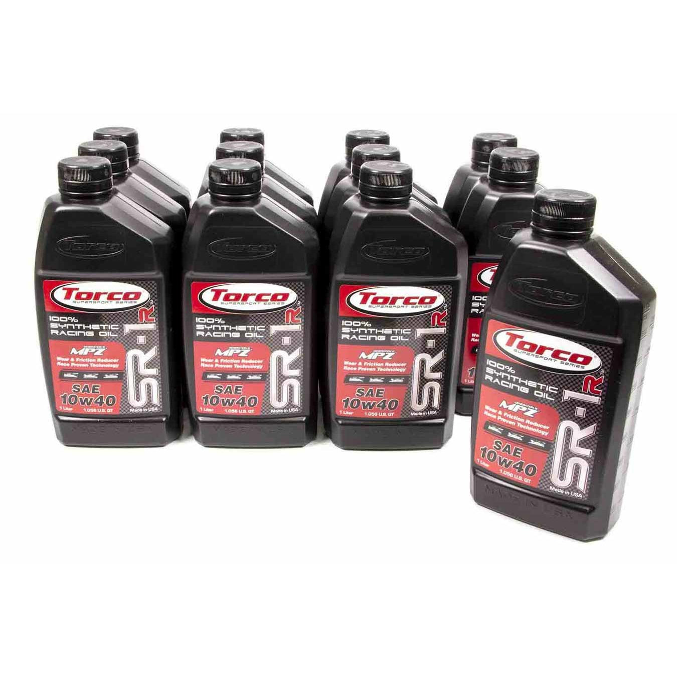 Torco SR-1 Synthetic Motor Oil - SAE 10W40 - 1 Liter (Case of 12)